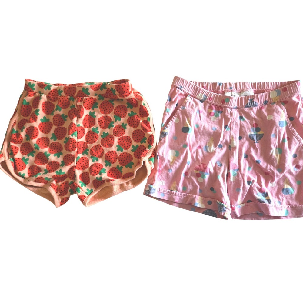 Hanna Andersson Girls 12 Shorts Lot 2 Strawberry Ice Cream Organic Cotton 150